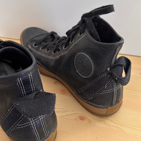 Converse All Star Navy Leather High-Top Athletic Shoes - Picture 6 of 8